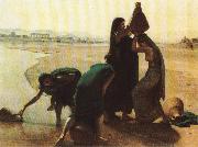 leon belly Fellaheen Women by the Nile. oil painting on canvas